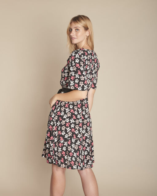 Robe cache-coeur imprimée iroma noir.