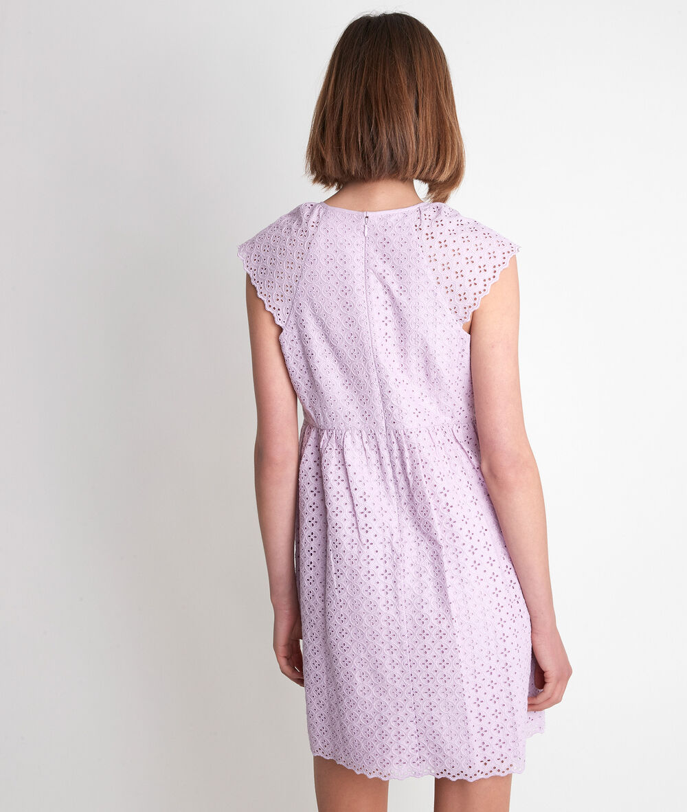 Robe en coton brodée mauve lilian mauve.