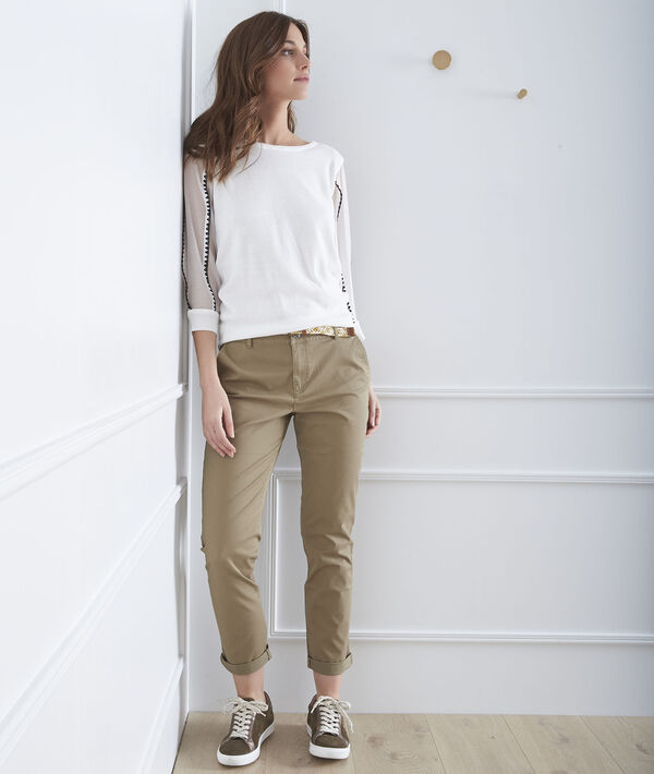 Pantalon kaki chino ceinture fantaisie Francis | 1-2-3 Pantalon kaki chino ceinture fantaisie Francis PhotoZ | 1-2-3