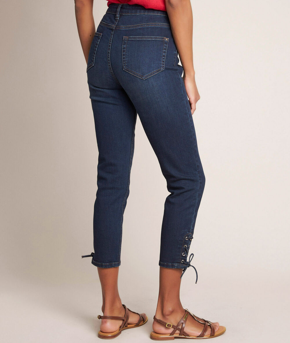 L'iconique slim: jean à lacets brut agathe brut used.