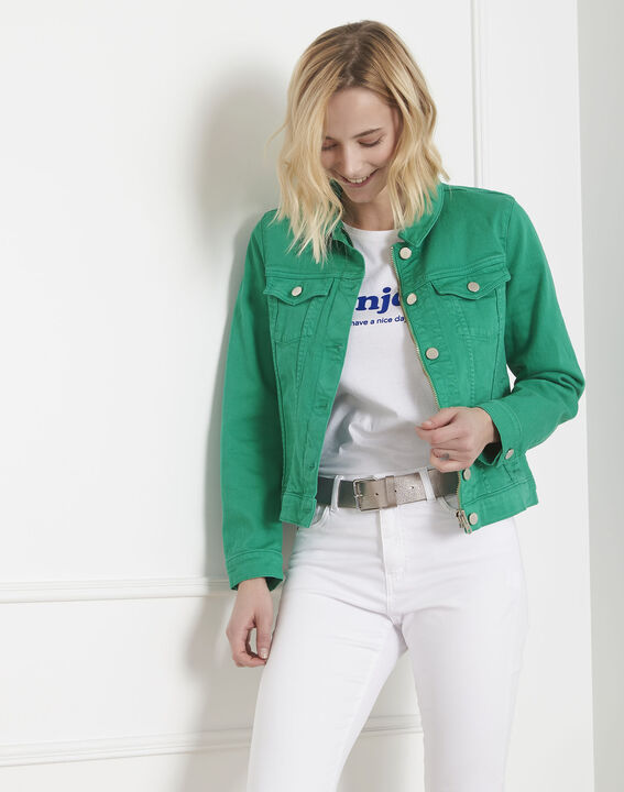 Veste en jean verte Clem | 1-2-3 Veste en jean verte Clem PhotoZ | 1-2-3