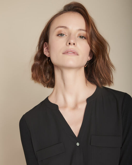 Blouse noire boutons nacrés Genna (1) - Maison 123