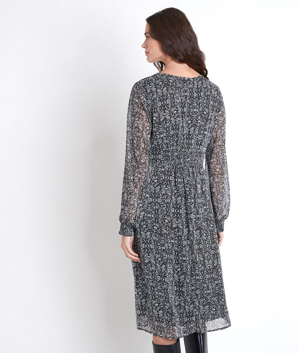Robe imprimé fleuri ninon bis noir.