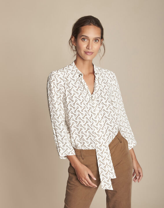 Blouse lavallière imprimé mors Monastir | 1-2-3 Blouse lavallière imprimé mors Monastir PhotoZ | 1-2-3