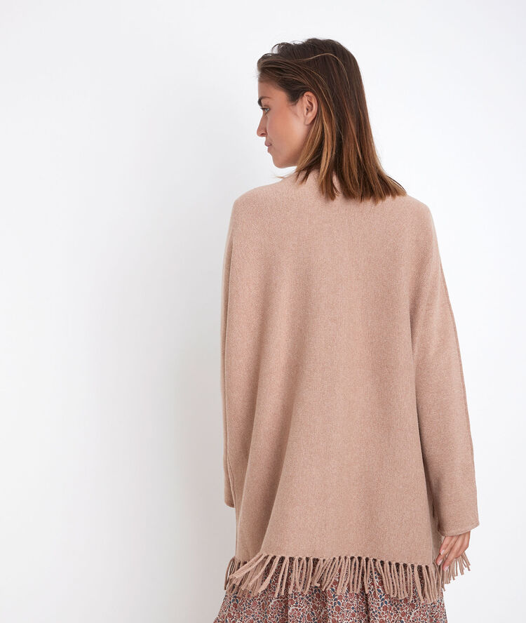 Veste en maille frangée roxie havane.