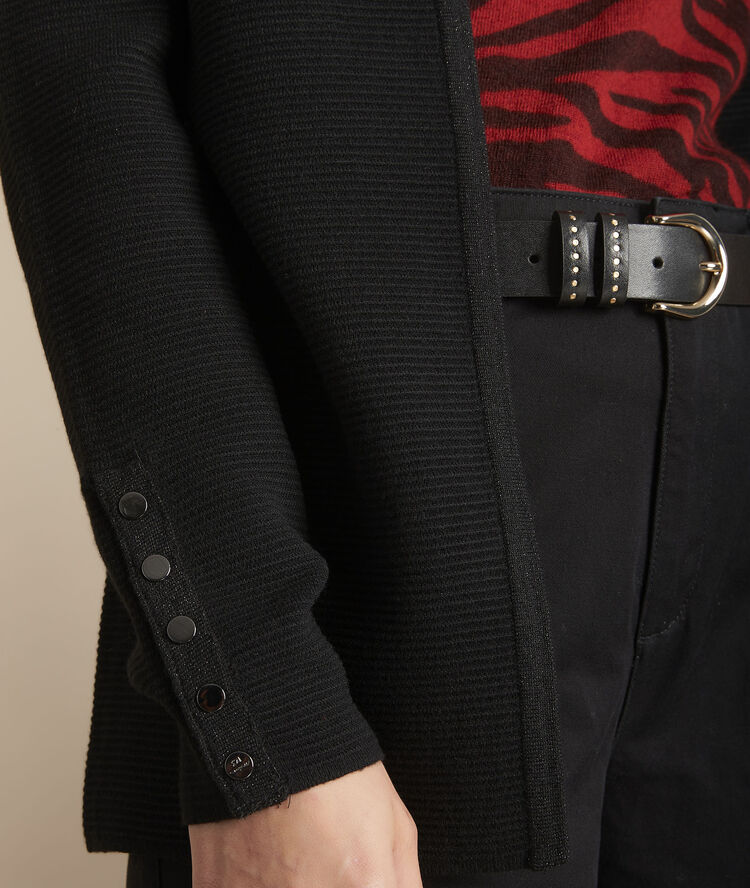Gilet long en maille ottoman fonfon noir.
