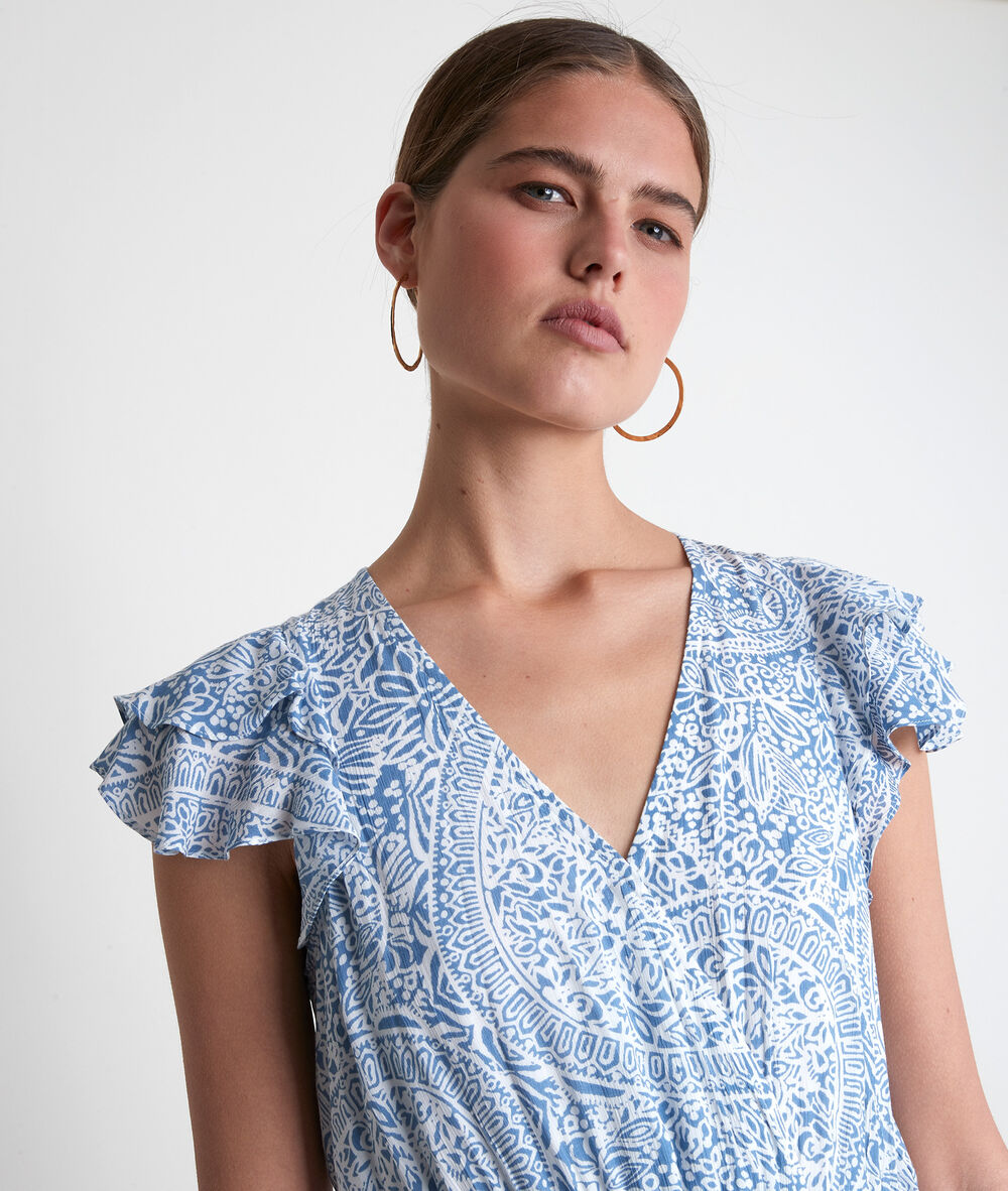 Robe longue imprimée ciel lilou ciel.