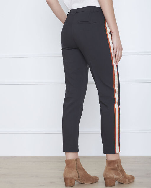 Pantalon noir bande latérale acajou golden sable.