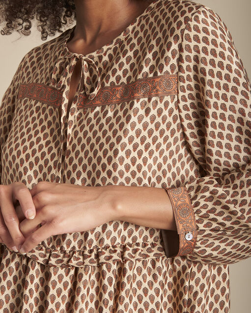 Robe acajou en soie mélangée imprimée Iroxy (2) - Maison 123
