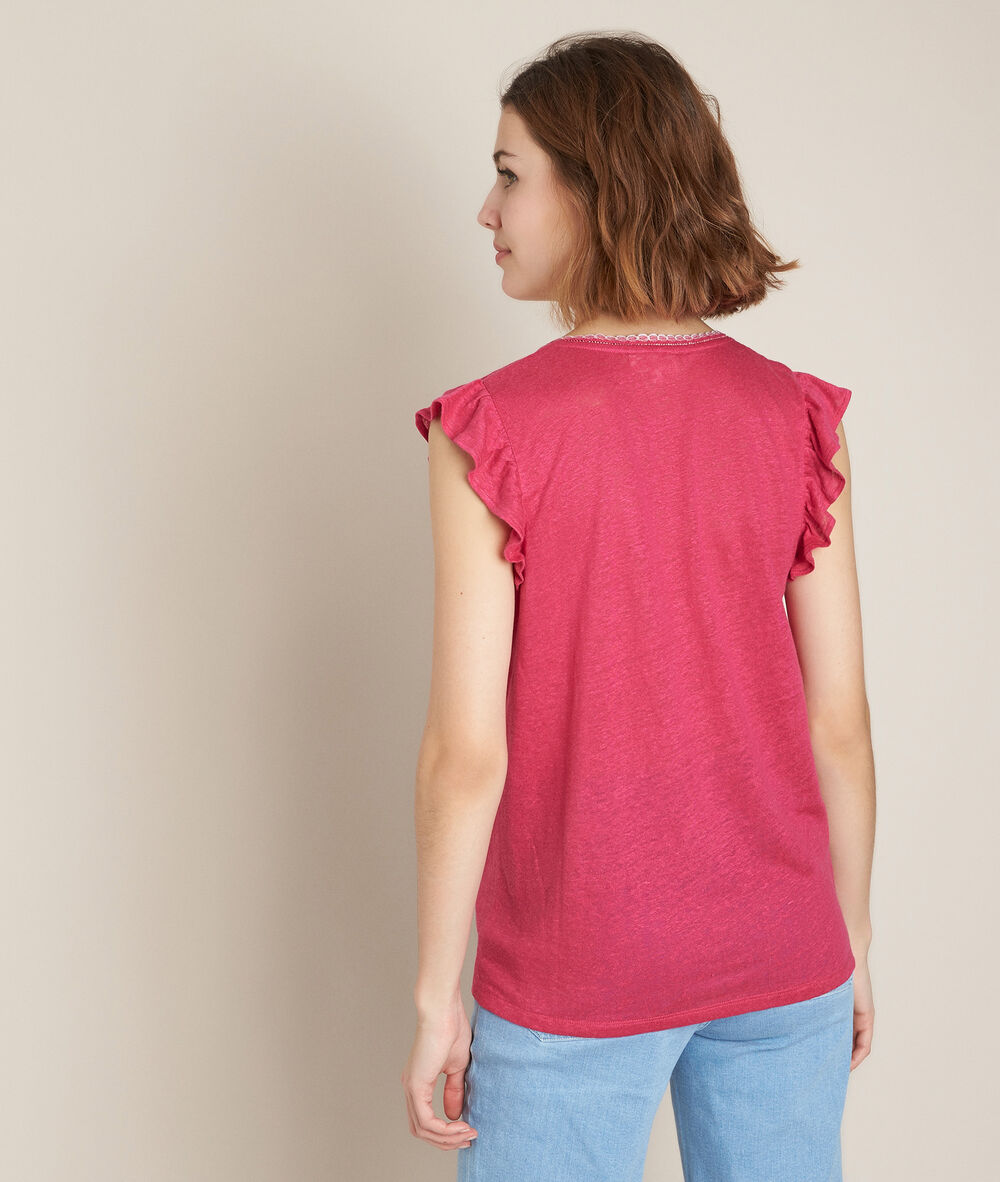 Top en lin rodeo hortensia.