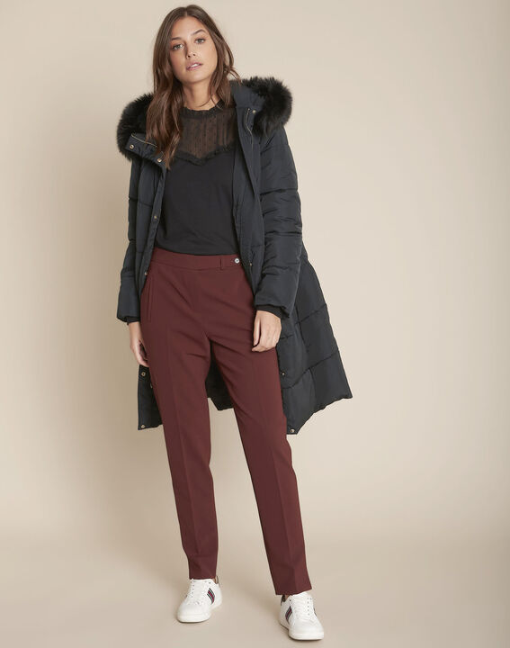 Pantalon en microfibre cigarette marron Lara | 1-2-3 Pantalon en microfibre cigarette marron Lara PhotoZ | 1-2-3
