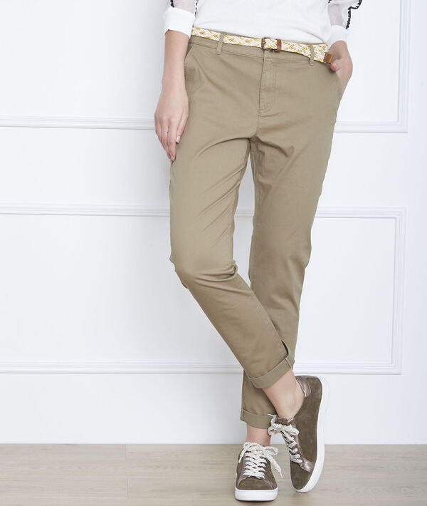 Pantalon kaki chino ceinture fantaisie Francis | 1-2-3 Pantalon kaki chino ceinture fantaisie Francis PhotoZ | 1-2-3