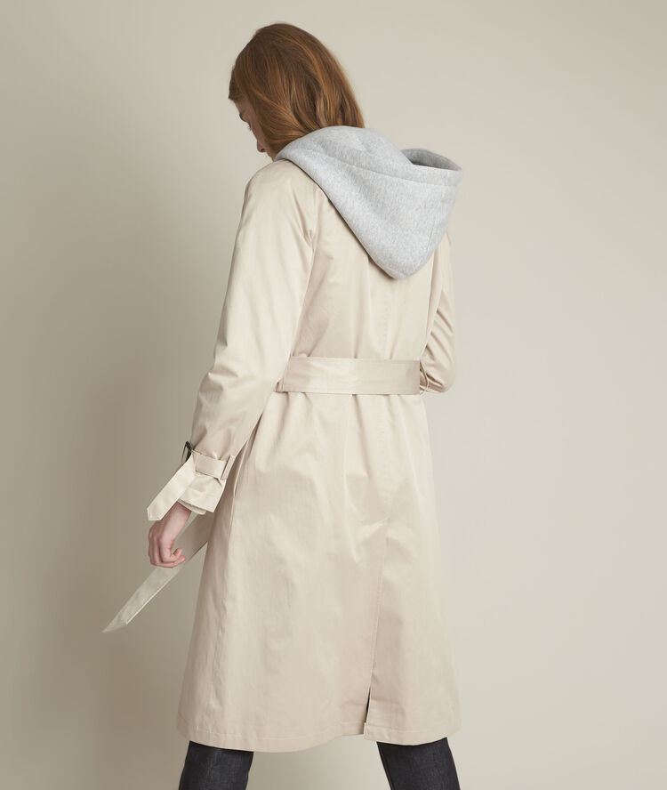 Trench beige long capuche florienne greige.