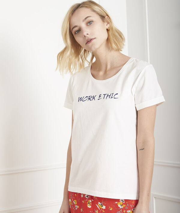 Tee-shirt écru message coton biologique Paquerette | 1-2-3 Tee-shirt écru message coton biologique Paquerette PhotoZ | 1-2-3