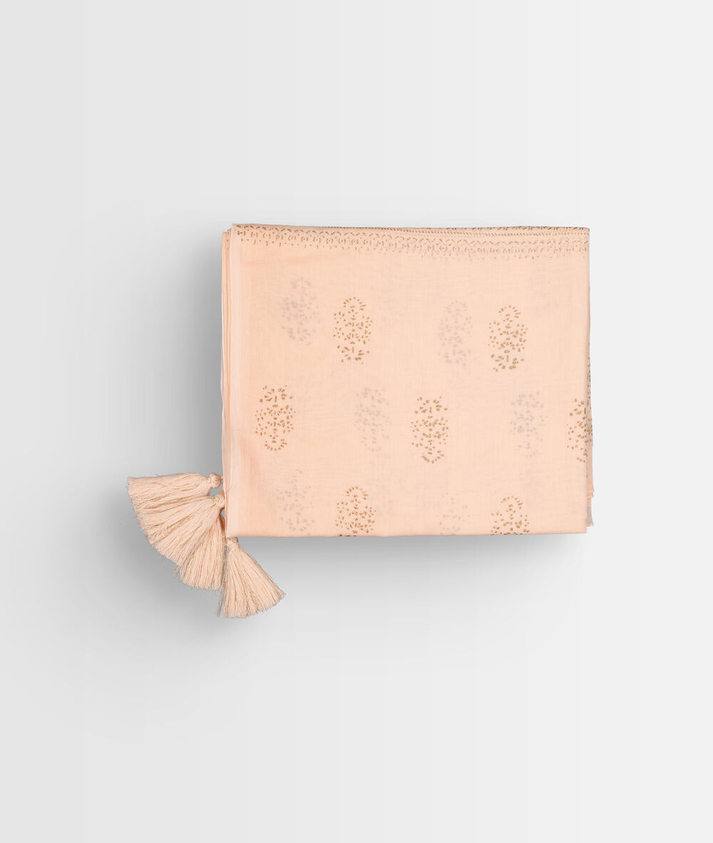 Foulard rose à franges bella peche.