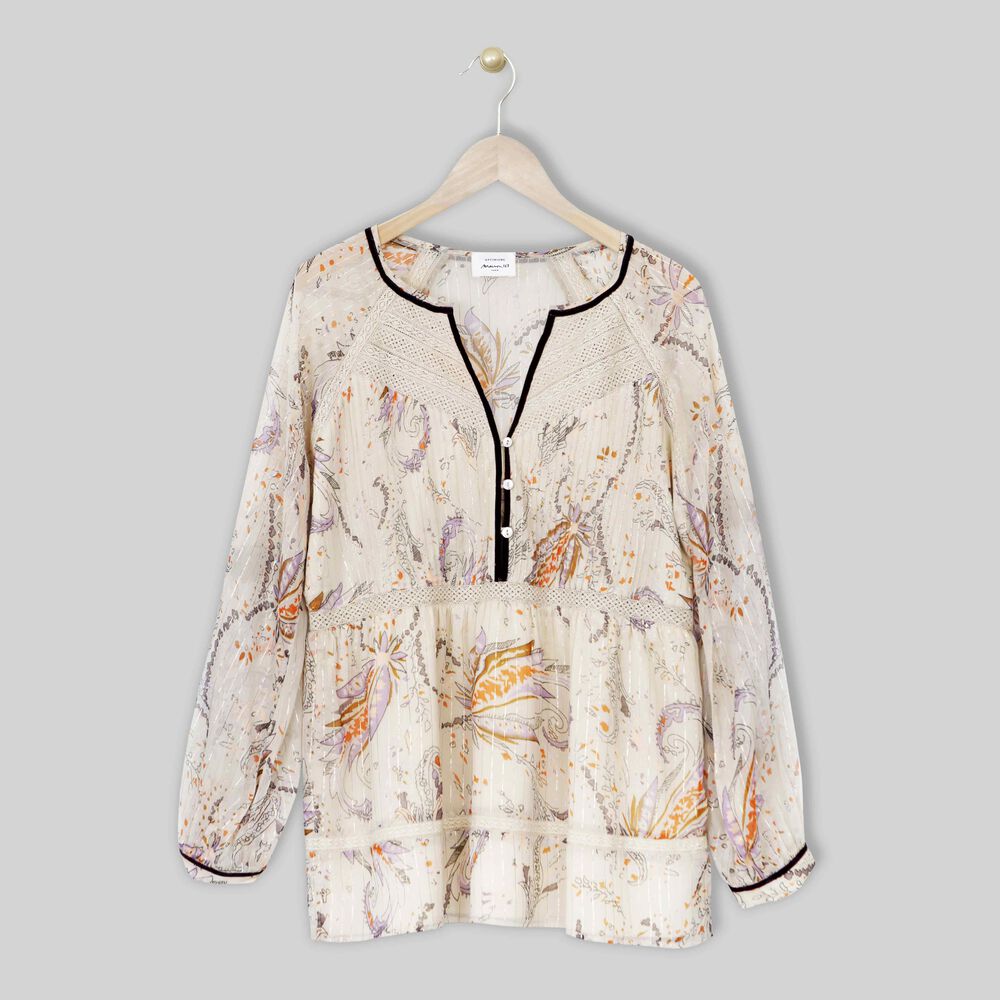 Blouse imprimé fleuri milo ecru.