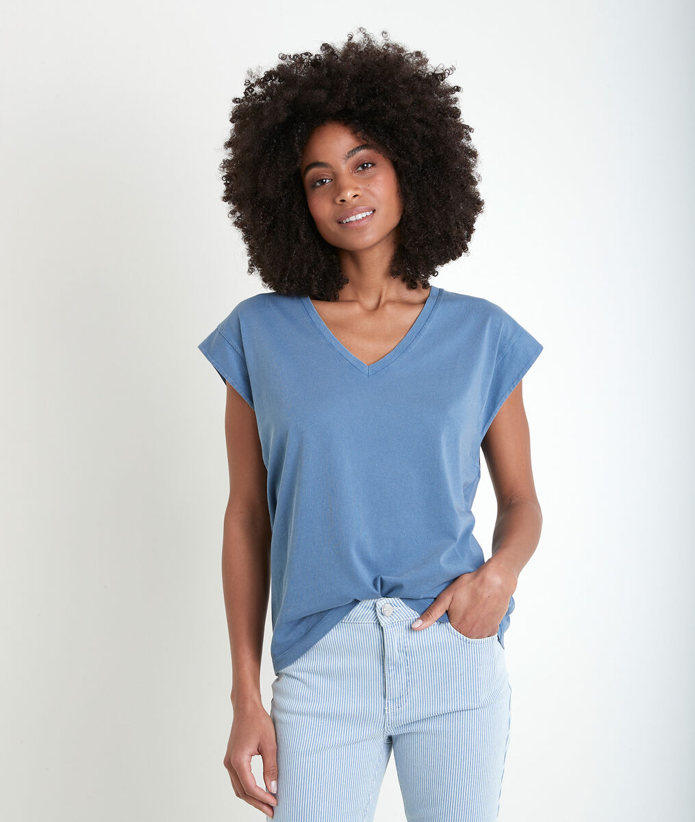 Tee-shirt en coton biologique bleu Ideal | 1-2-3 Tee-shirt en coton biologique bleu Ideal PhotoZ | 1-2-3