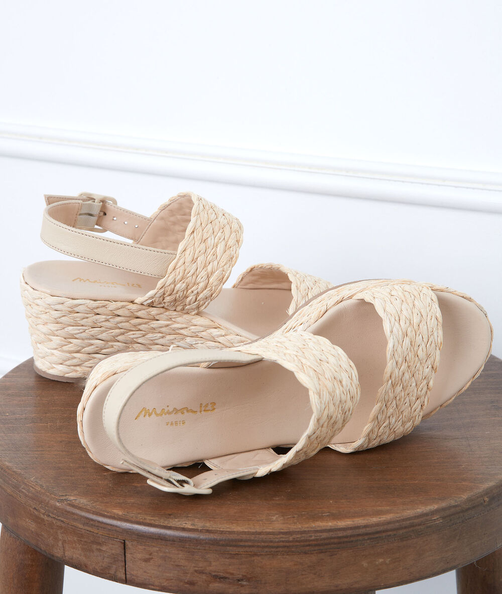 Sandales en raphia gena naturel.