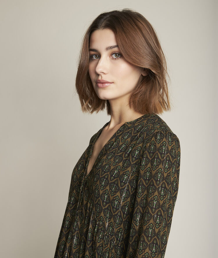 Robe courte imprim&eacute;e calypso vert nil.