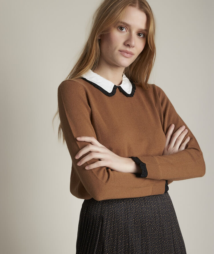 Pull col claudine fantaisie deco goyave.