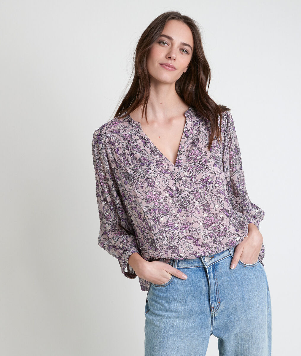 Blouse mauve imprimée Elsa | 1-2-3 Blouse mauve imprimée Elsa PhotoZ | 1-2-3