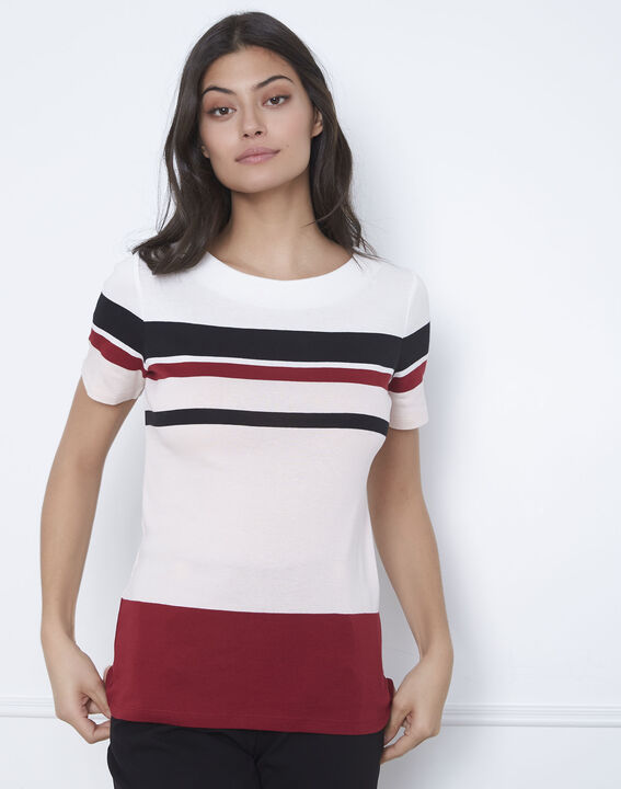 Tee-shirt grenat rayé Gasayat | 1-2-3 Tee-shirt grenat rayé Gasayat PhotoZ | 1-2-3