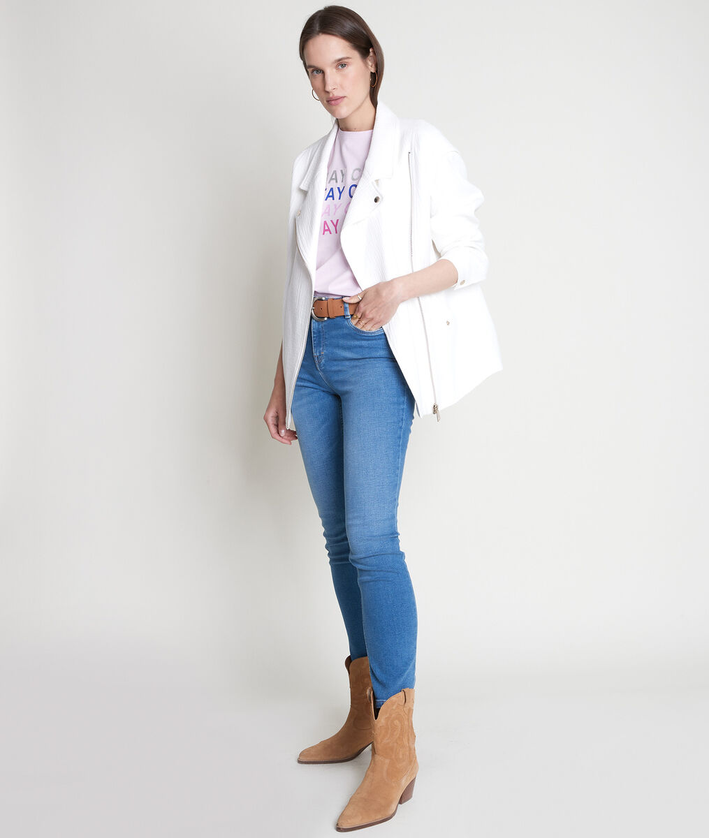 Manteau style perfecto en coton blanc Janna | 1-2-3 Manteau style perfecto en coton blanc Janna PhotoZ | 1-2-3