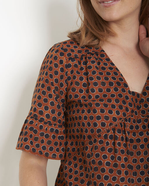Mahagonifarbene bluse mit print velena sand.