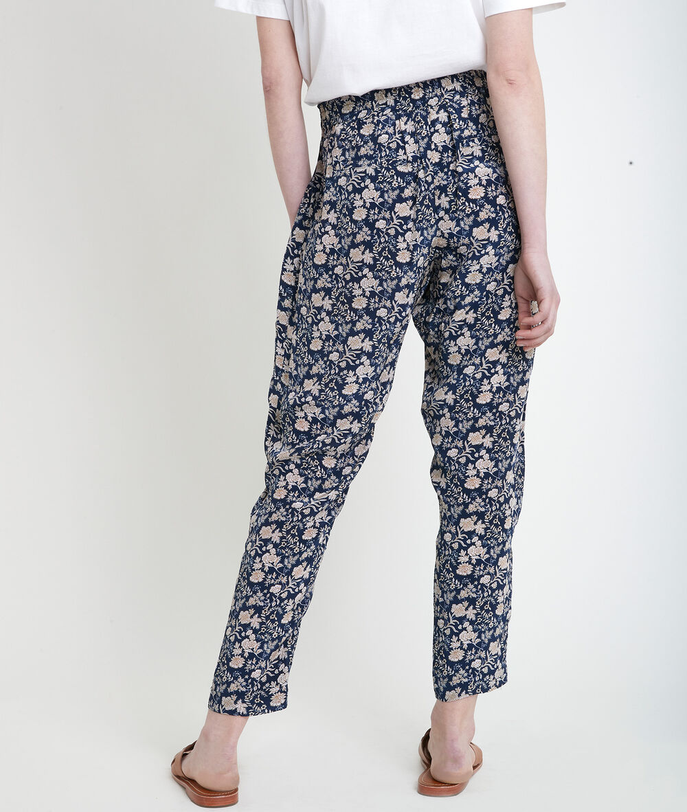 Pantalon imprimé en coton flynn marine.