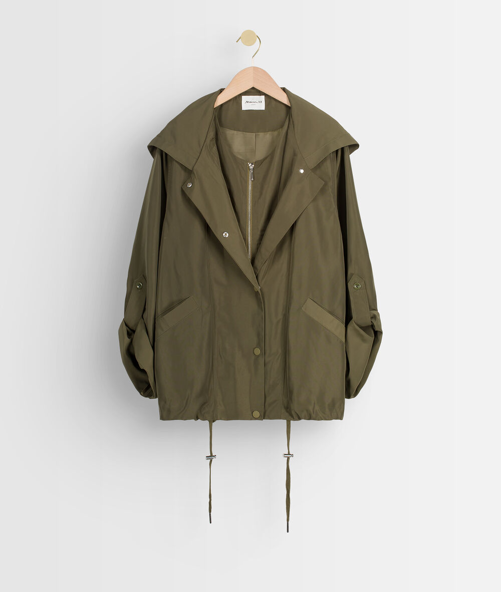 Parka courte à capuche kaki garice kaki.