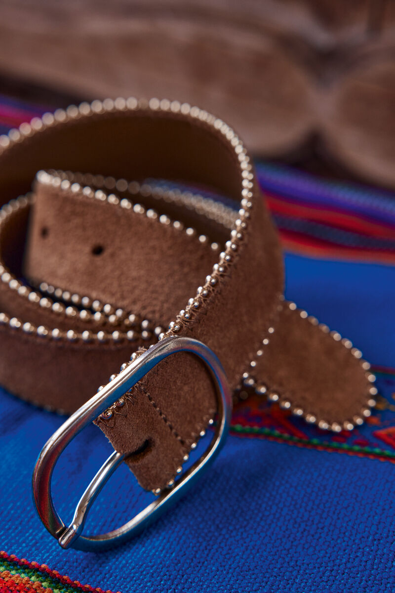 Ceinture camel en cuir bordé de clous Jasmine | 1-2-3 Ceinture camel en cuir bordé de clous Jasmine PhotoZ | 1-2-3