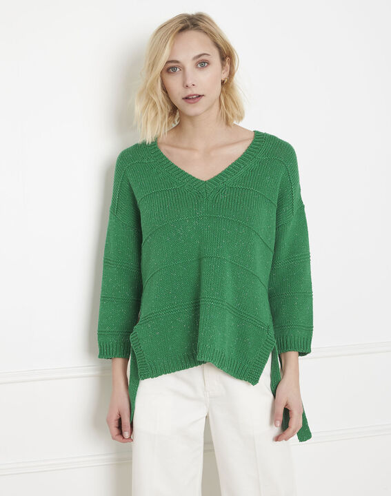 Pull vert lurex et laçage Api | 1-2-3 Pull vert lurex et laçage Api PhotoZ | 1-2-3