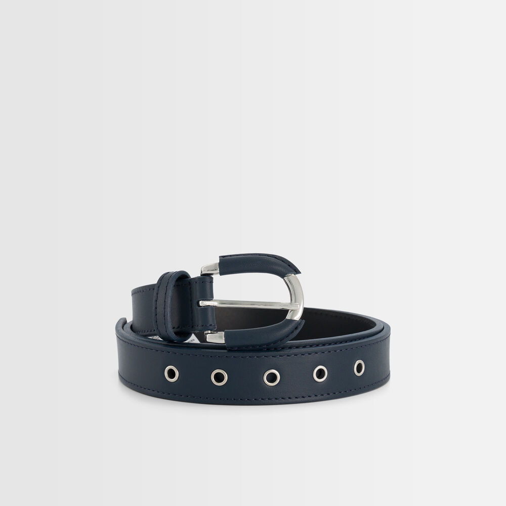 Marineblauwe lederen riem eleonore marine.