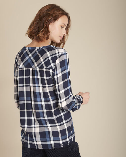 Blouse à carreaux menza marine.