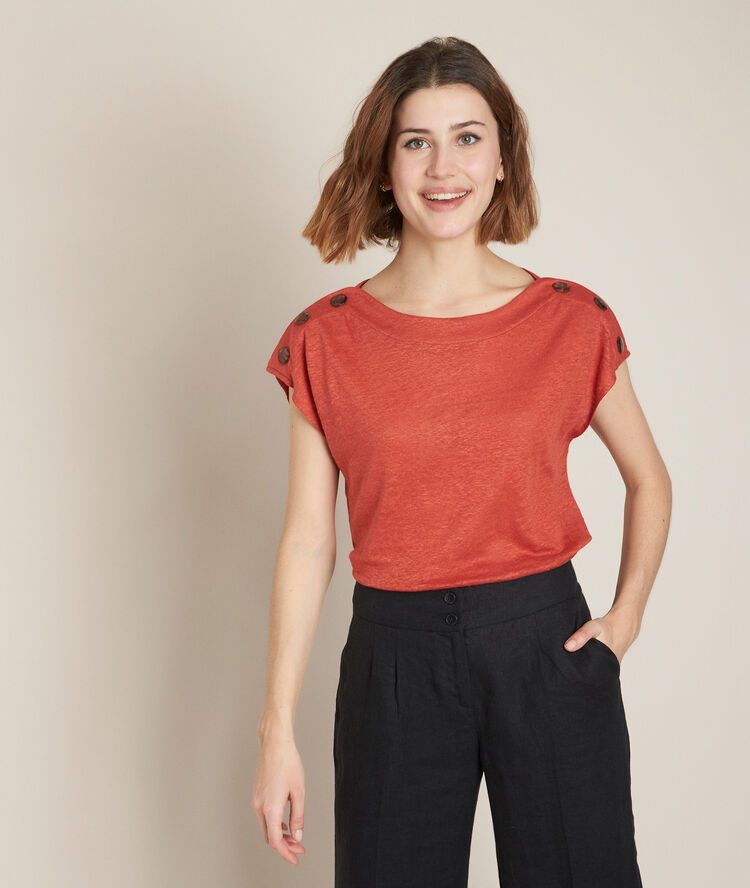 Tee-shirt en lin brique royal tomette.