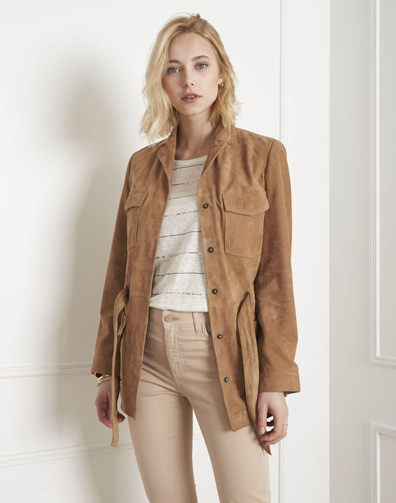 Veste camel saharienne en cuir velours Forest | 1-2-3 Veste camel saharienne en cuir velours Forest PhotoZ | 1-2-3