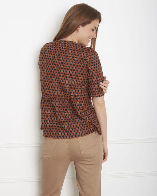 Mahagonifarbene bluse mit print velena sand.
