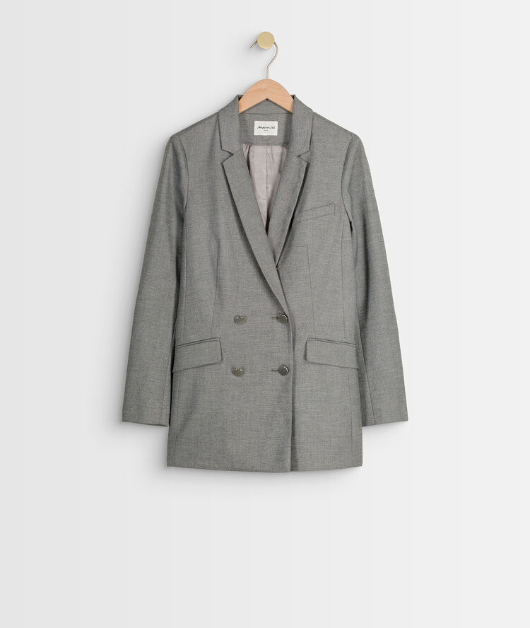 Veste tailleur croisée fil à fil taly gris pale.