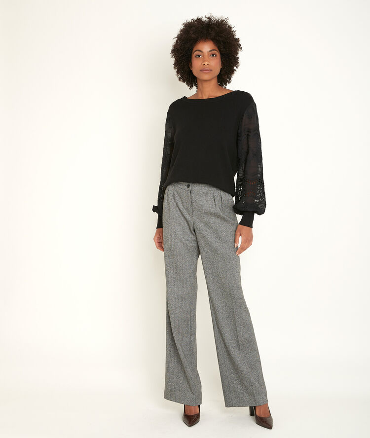Pull à manches en dentelle relly noir.