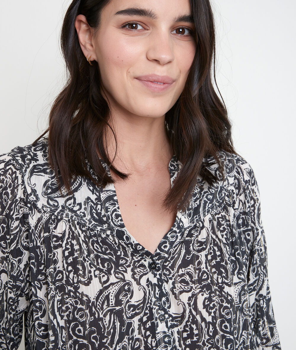 Blouse écrue imprimé fleuri timeo ecru.
