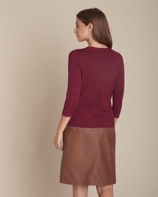 Pull merlot en jersey et côte fabienne bordeaux.