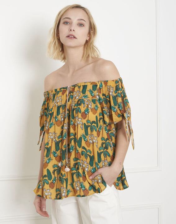 Blouse jaune imprim&eacute; ananas Vananas PhotoZ | 1-2-3