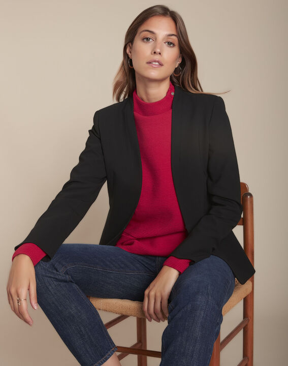 Pull rouge ottoman col montant Flower | 1-2-3 Pull rouge ottoman col montant Flower PhotoZ | 1-2-3