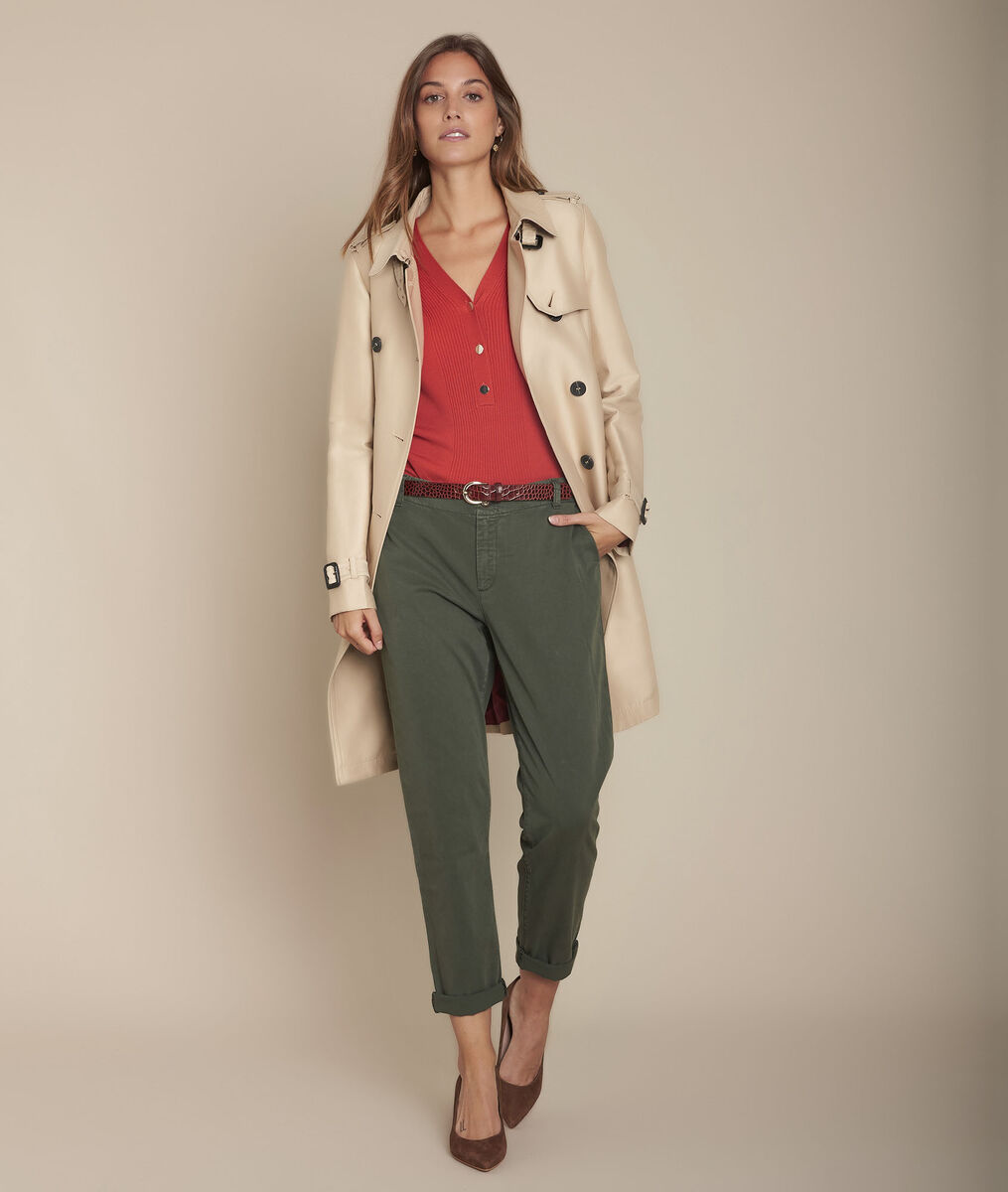 Pantalon kaki cigarette 7/8e en Tencel ® Elie | 1-2-3 Pantalon kaki cigarette 7/8e en Tencel ® Elie PhotoZ | 1-2-3