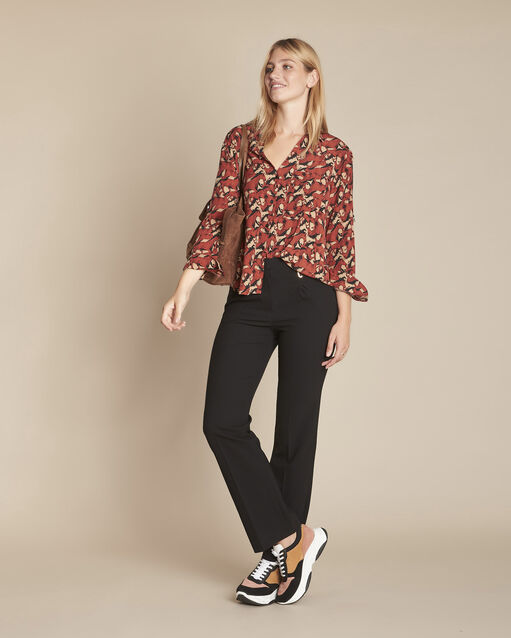 Blouse acajou imprimé cheval cathleen caramel.