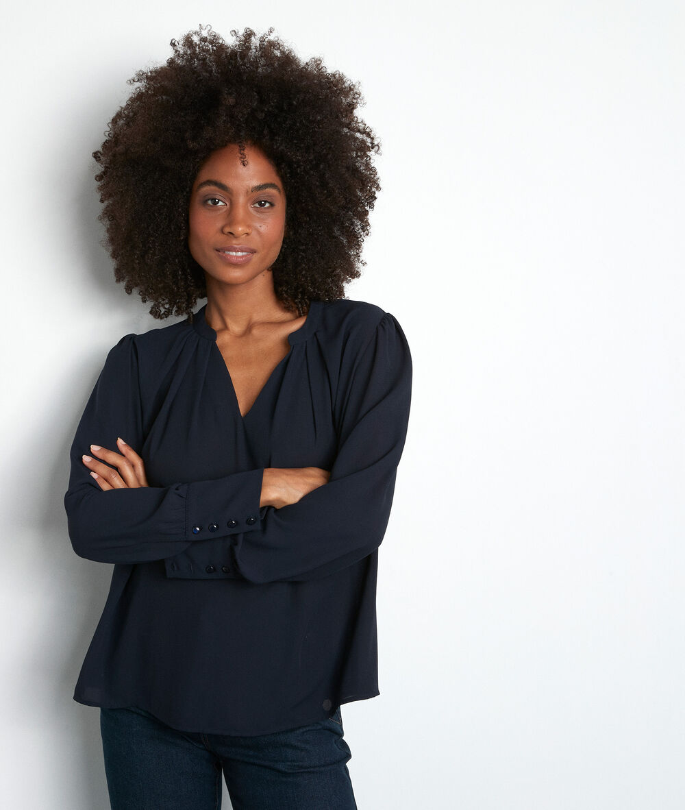 Blouse fluide et structurée marine adixia marine.