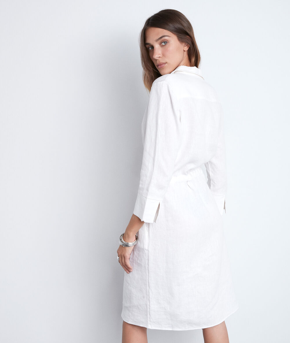 Robe chemise vanille en lin certifié luna vanille.