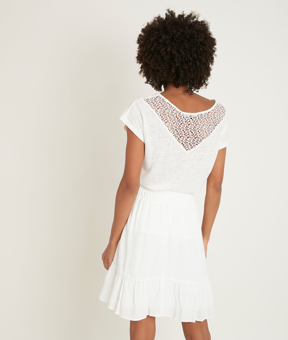 Top en lin et dentelle nalia ecru.