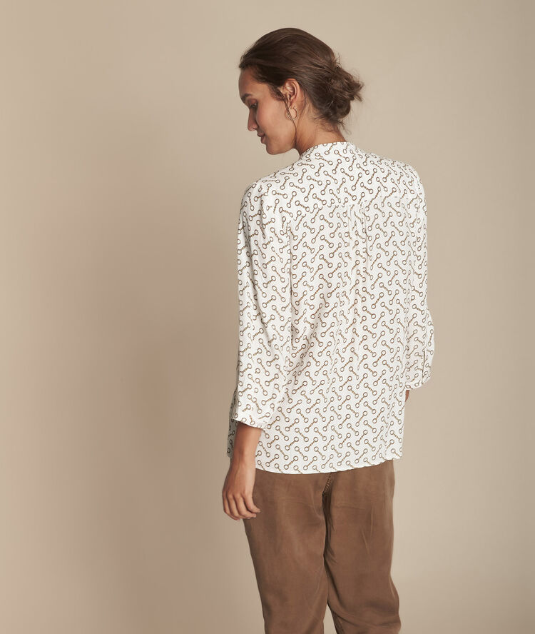 Blouse lavallière imprimé mors monastir ecru.