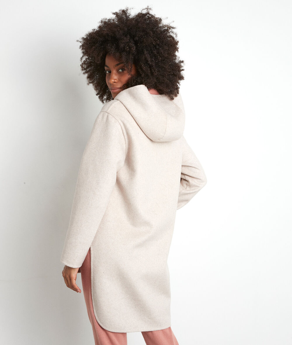 Manteau à capuche long asymétrique beige liv beige.